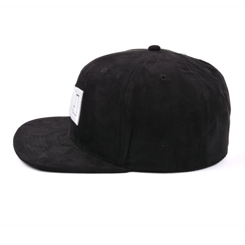 Custom suede 3d embroidery flat cap fitted snapback hat