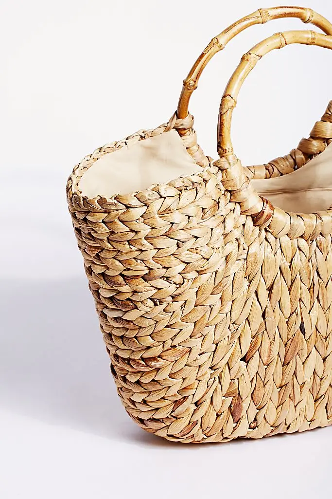 Best Selling Products Luxury Water Hyacinth Handbags Trapezium Shopping Bags For Ladies With Handles