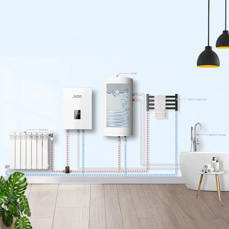 Connected To The External Water Tank Electric Heating Boiler For Home Radiant And Underfloor Heat