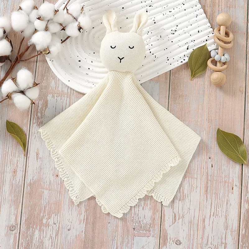 2023 Lovey Newborn Muslin Cotton Baby Knit Security Blanket Comforter Toy Baby Sleeping Soft Bunny Baby Comforter Toy Rabbit
