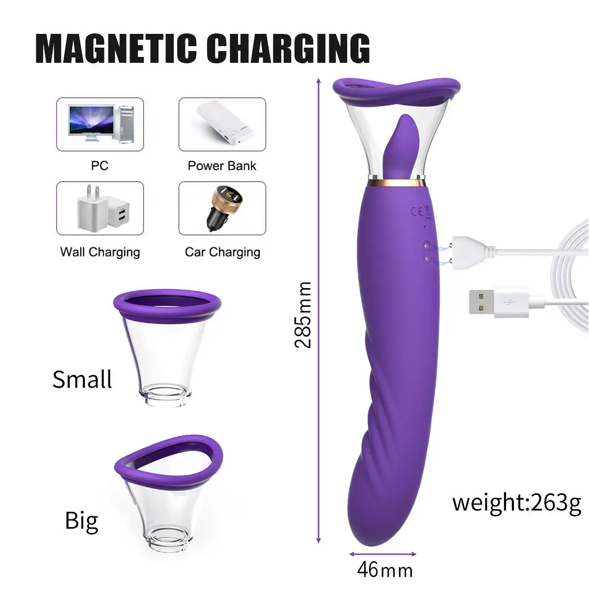 3 In 1 Breast Nipple Pump Sucking Oral Licking Av Wand Devices Female Masturbation Tongue Sucking Vibrator