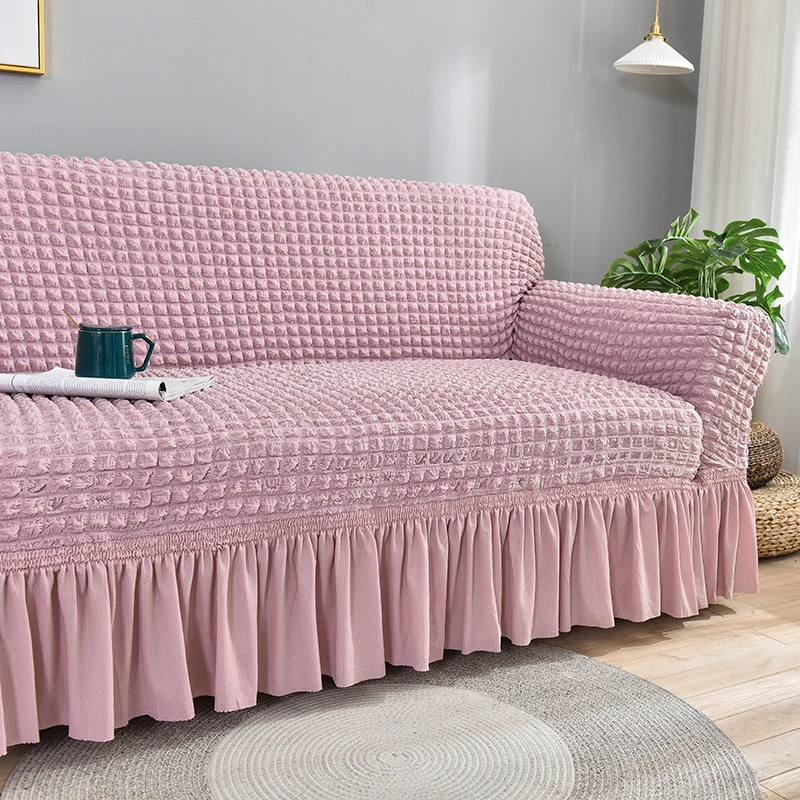 Hot Sale Seersucker slipcover with skirt High Spandex Fabric Sofa Protector Universal stretch Sofa cover