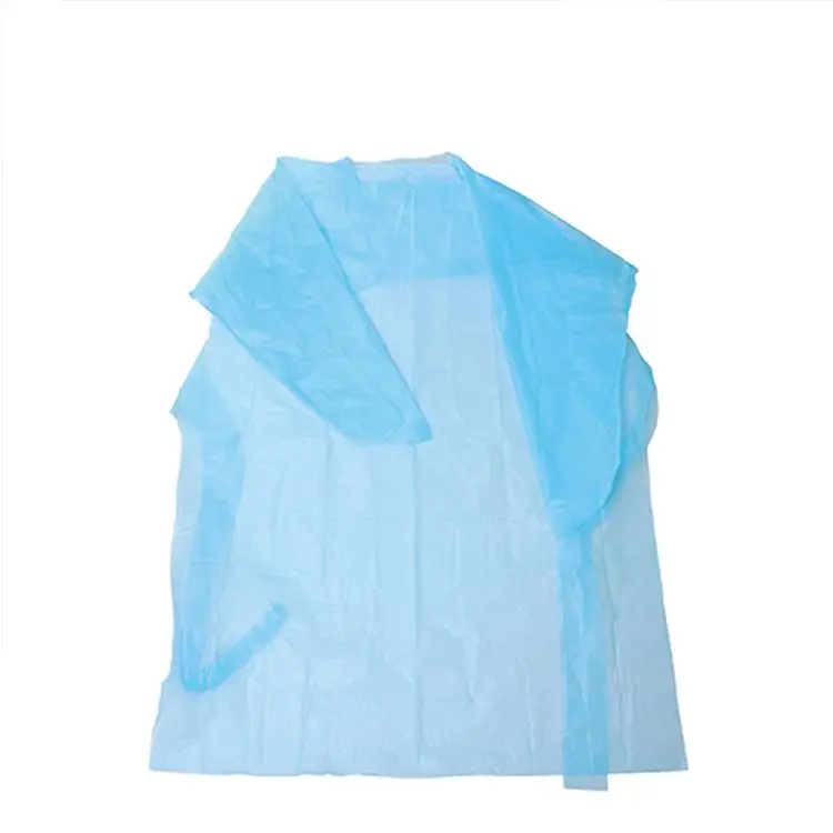 Factory Wholesale disposable CPE PE LDPE Waterproof gown thumb Loop Kitchen Aprons for adults
