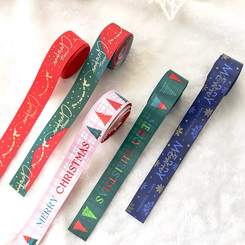 100% polyester red green jumping ribbon Christmas gift wrapping ribbon for Christmas gift decoration Christmas ribbon
