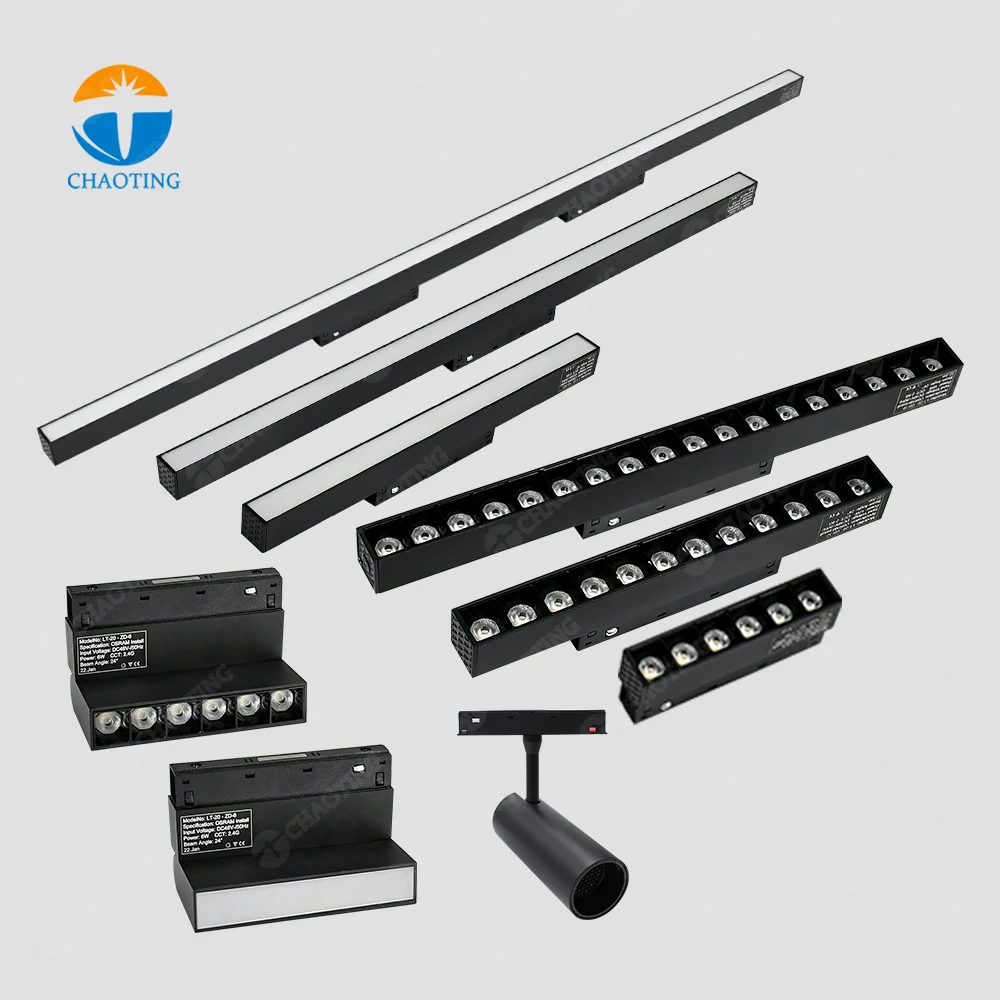 New Design 48V LED Track Lighting System 6W 12W 18W Magnetic Rail Track Light COB Spotlight No Flickering Linear LED Track Light