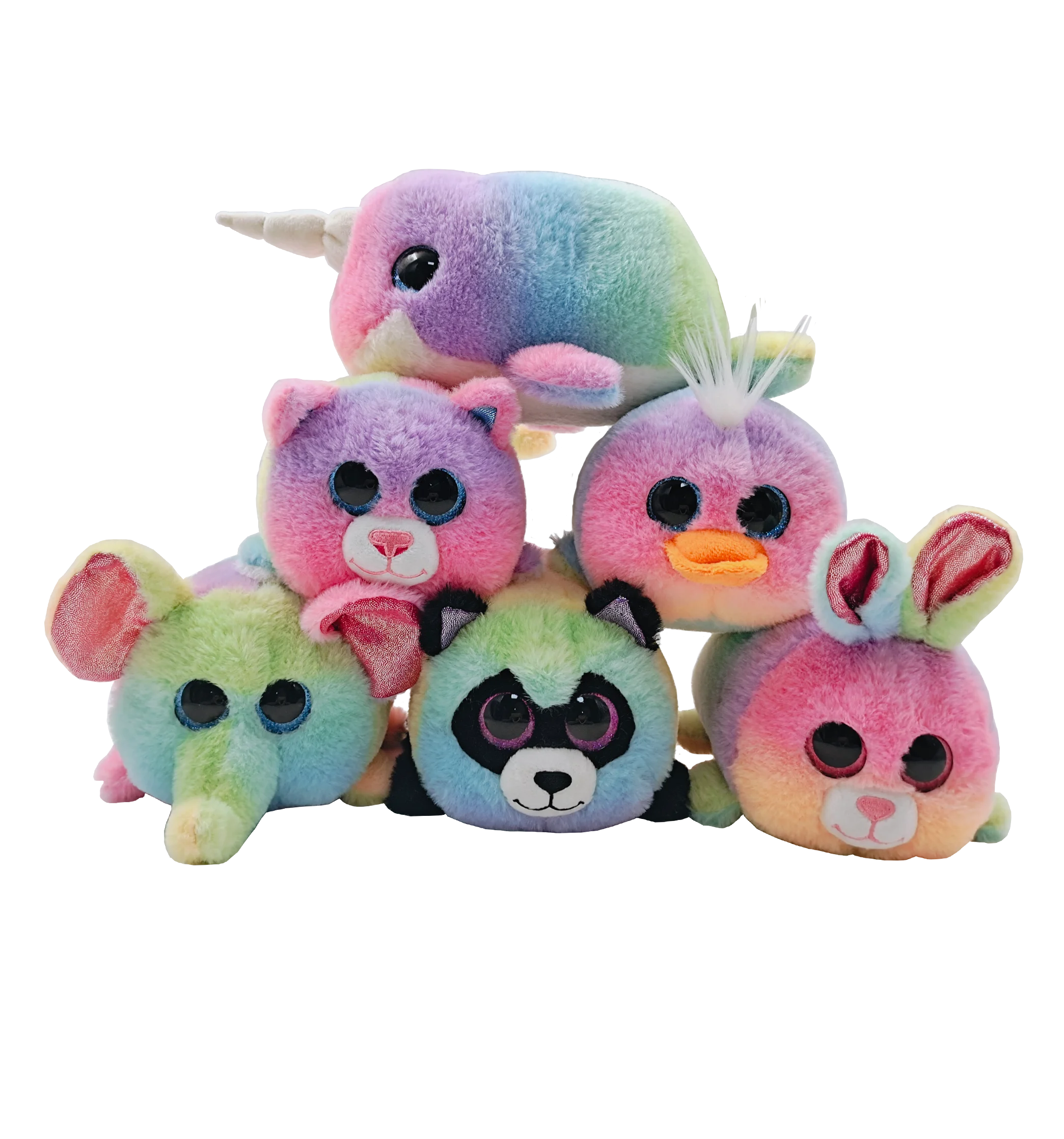 High quality rainbow series 7 inch lovely tube custom soft stuffed plush toy.