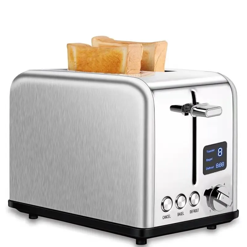  High Quality LED Display Household Commercial Stainless Steel 2 Slice Pop Up