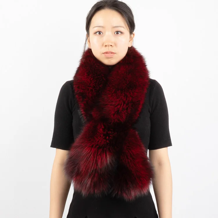Оптовая продажа, Модный зимний теплый длинный шарф из натурального Лисьего меха для женщин и девочек