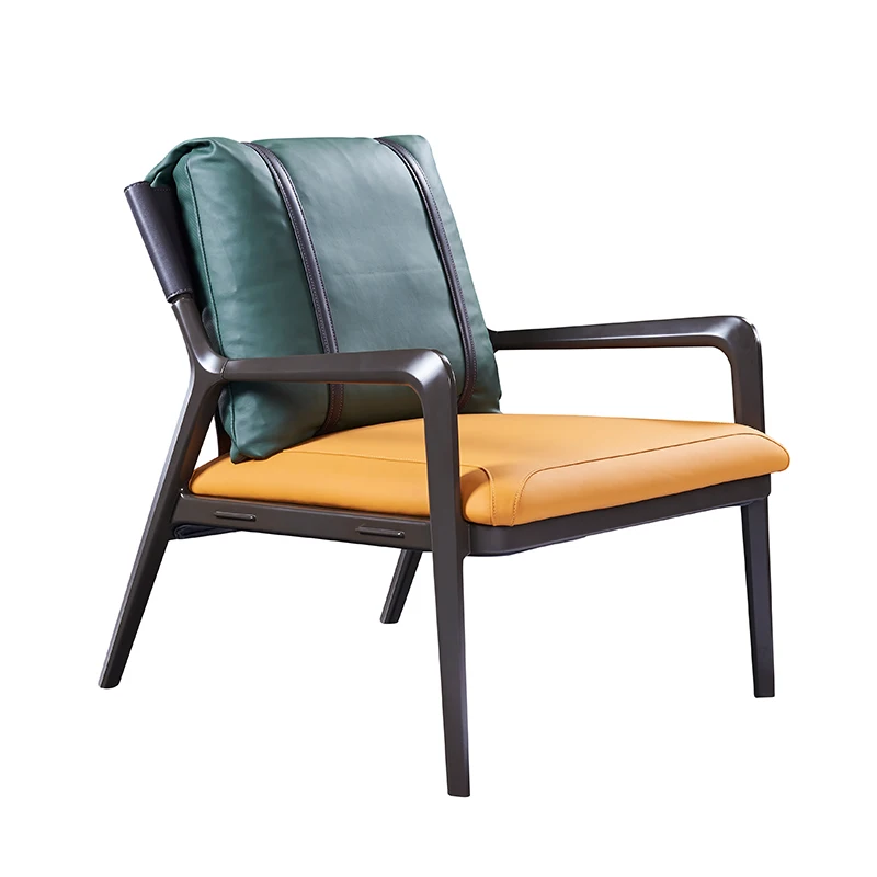 Luxury European Modern Design Leather Fabric Single Chaise Lounge Leisure Living Room Chairs With Metal Legs