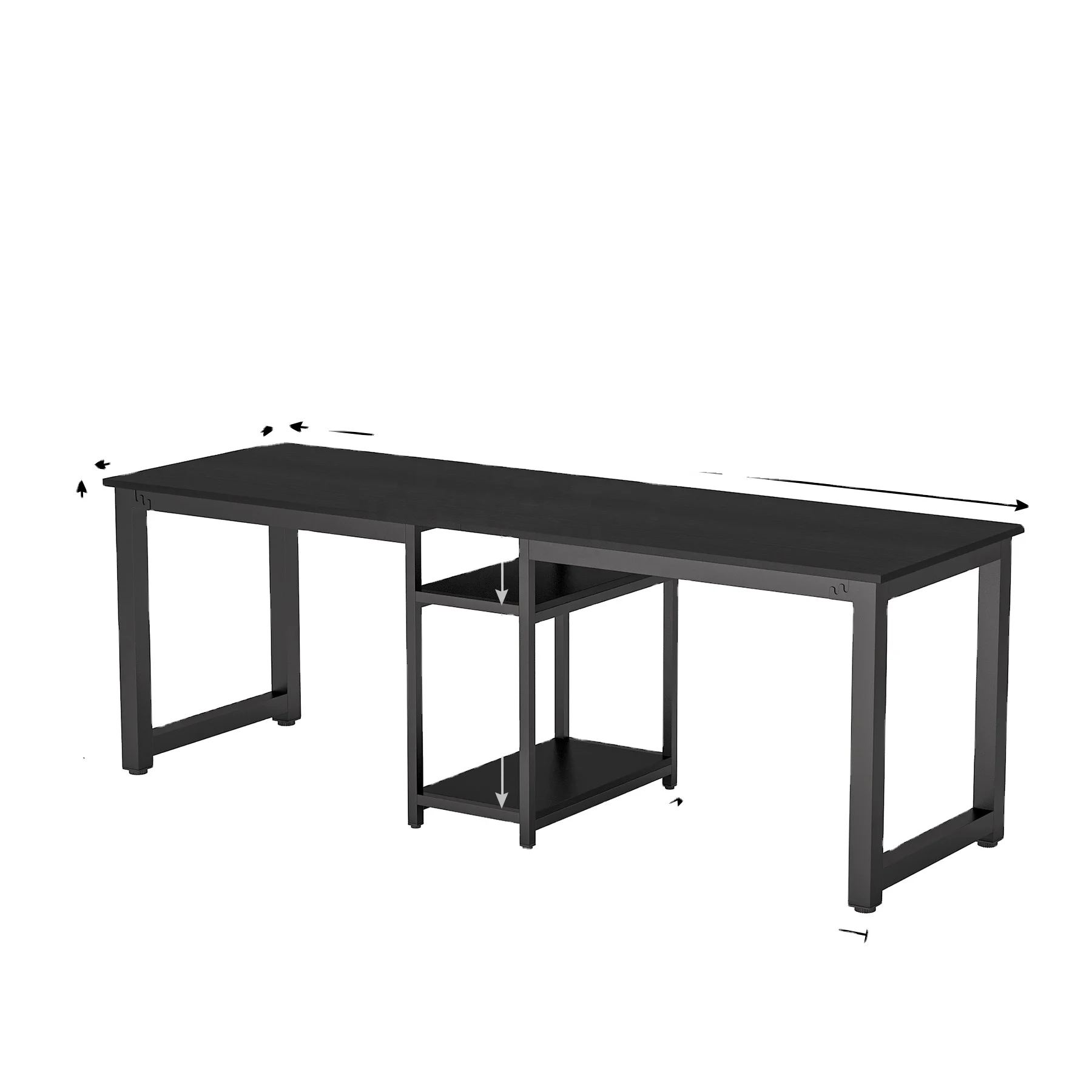 Factory Wholesale Two Person Black Computer Desk Extra Long Large Desktop Modern Studying Writing Table for Home Office