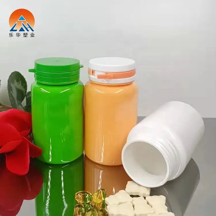 Wholesale pet empty plastic white orange green health care Pharmaceutical capsule pill single bottle with tear off lid