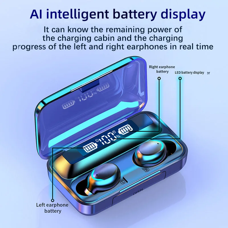 F9 Wireless Waterproof Earbuds TWS Sport Hands free Ear buds BT Earphones Wireless Earphones HIFI headset