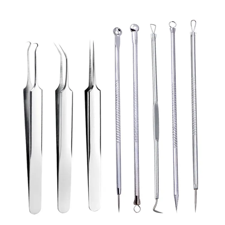 stainless steel acne  remover tool kit pimple face tools blackhead comedone acne extractor