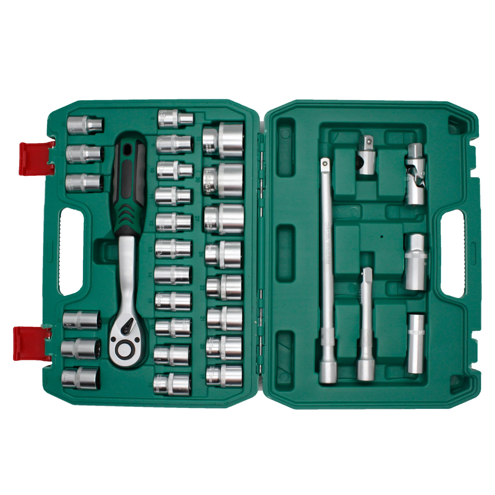 32 Pcs High Quality CR-V Material Auto Repair Socket Sets Adjustable Wrench Socket Tool Set Motorcycles Mechanic Hand Toolbox