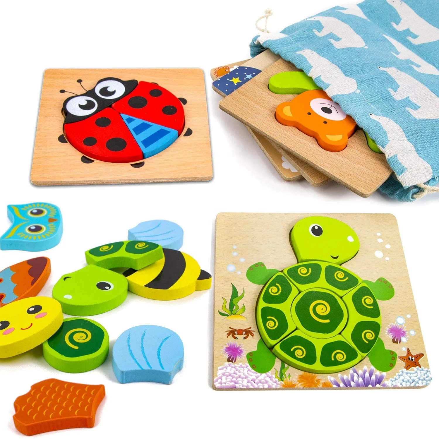 Wooden Toddler Jigsaw Puzzles for Kids Baby Brain Development