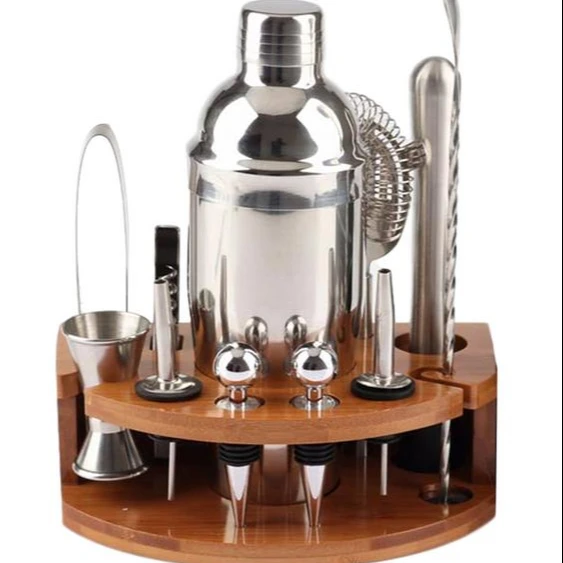 
12PCS Bartender Kit with Stainless Steel Martini Shaker Jigger Strainer Bar Mixer Spoon Tongs 