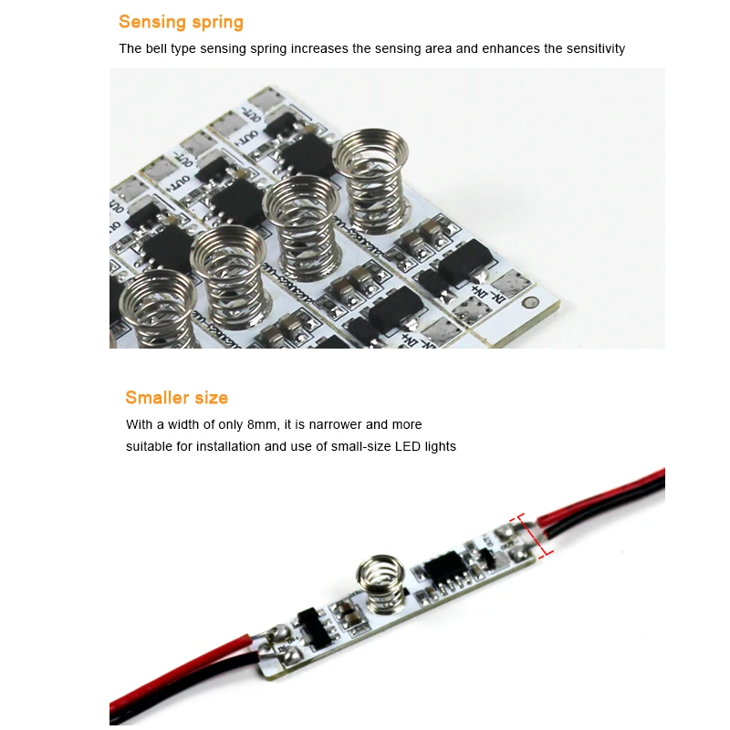 Factory 8mm DC12V/24V 3A Cabinet LED Strip Built-in Touch Sensor dimmer PCB board LED Dimming Module touch sensor switch