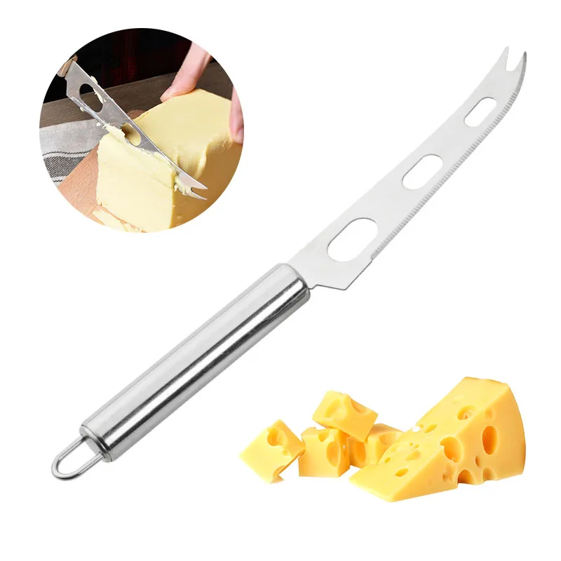 Multifunction  Kitchen Cooking Tools Stainless Steel Cheese Knife Cutting Butter Pizza With Forked Tip Serrated