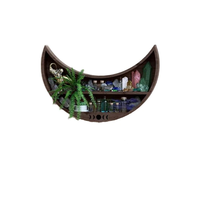 Wholesale Handmade Home Decor Crescent Moon Shape Wooden Shelf