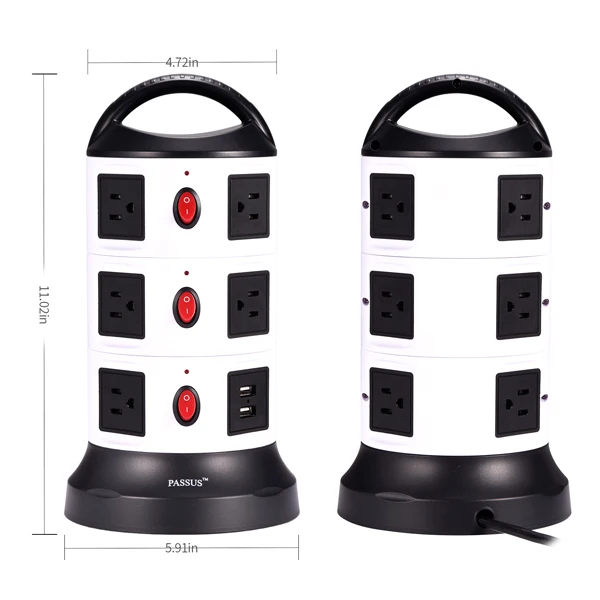 Прочная Вертикальная многофункциональная usb-розетка для мебели США