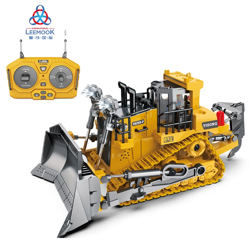 Leemook Multi Functional Alloy RC Bulldozer Crawler Type Engineering Forklift Heavy Excavator Toy