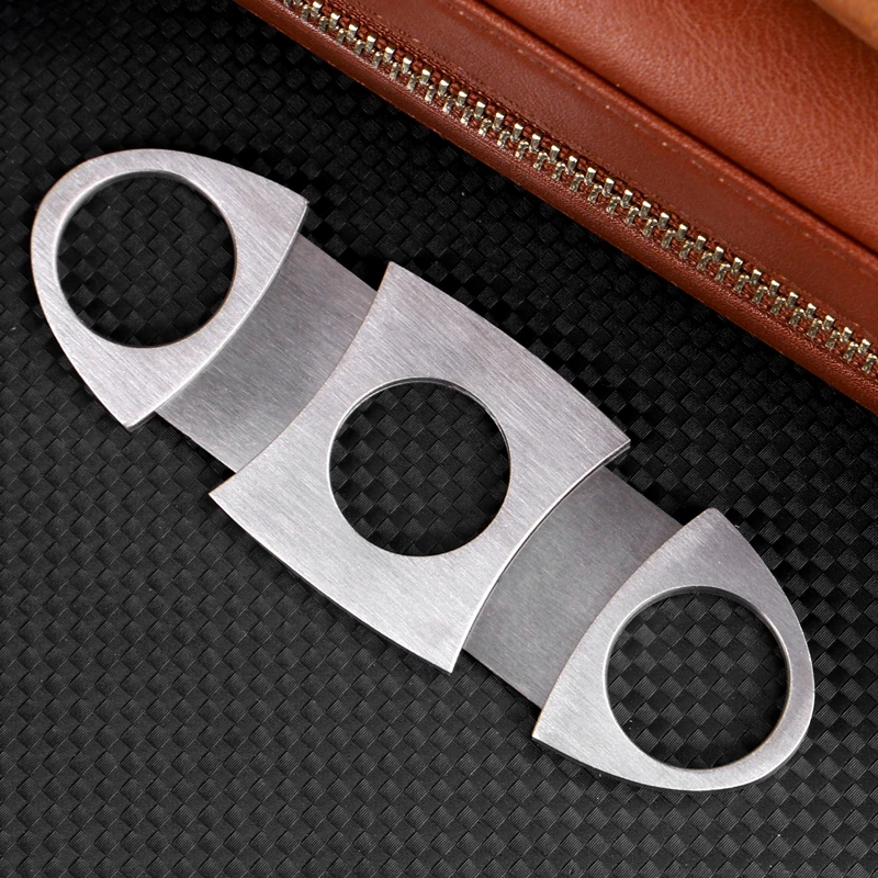 hot sale custom logo perfect double blade cigar cutter stainless steel cigar accessories
