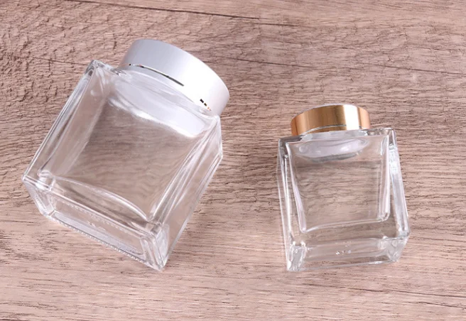 Stocked Empty Square Shape 100ML 180ML 360ML  Glass Jar With Canning Lid Glass Honey Jam Jars