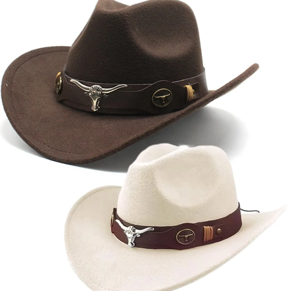 OEM ODM cheap manufacturer felt wool blended vintage custom adjustable felt fedora cowgirl cowboy hats for men