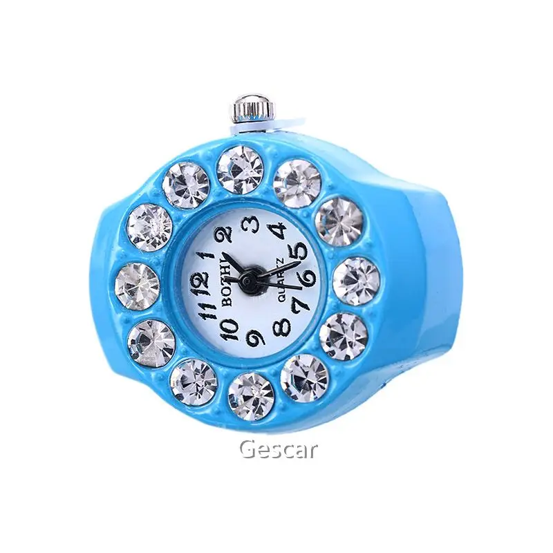 
Colorful Designs Ladies Jewelry Ring Watch Diamond Finger Ring Watch Candy Colors Tiny Ring Quartz Watch 