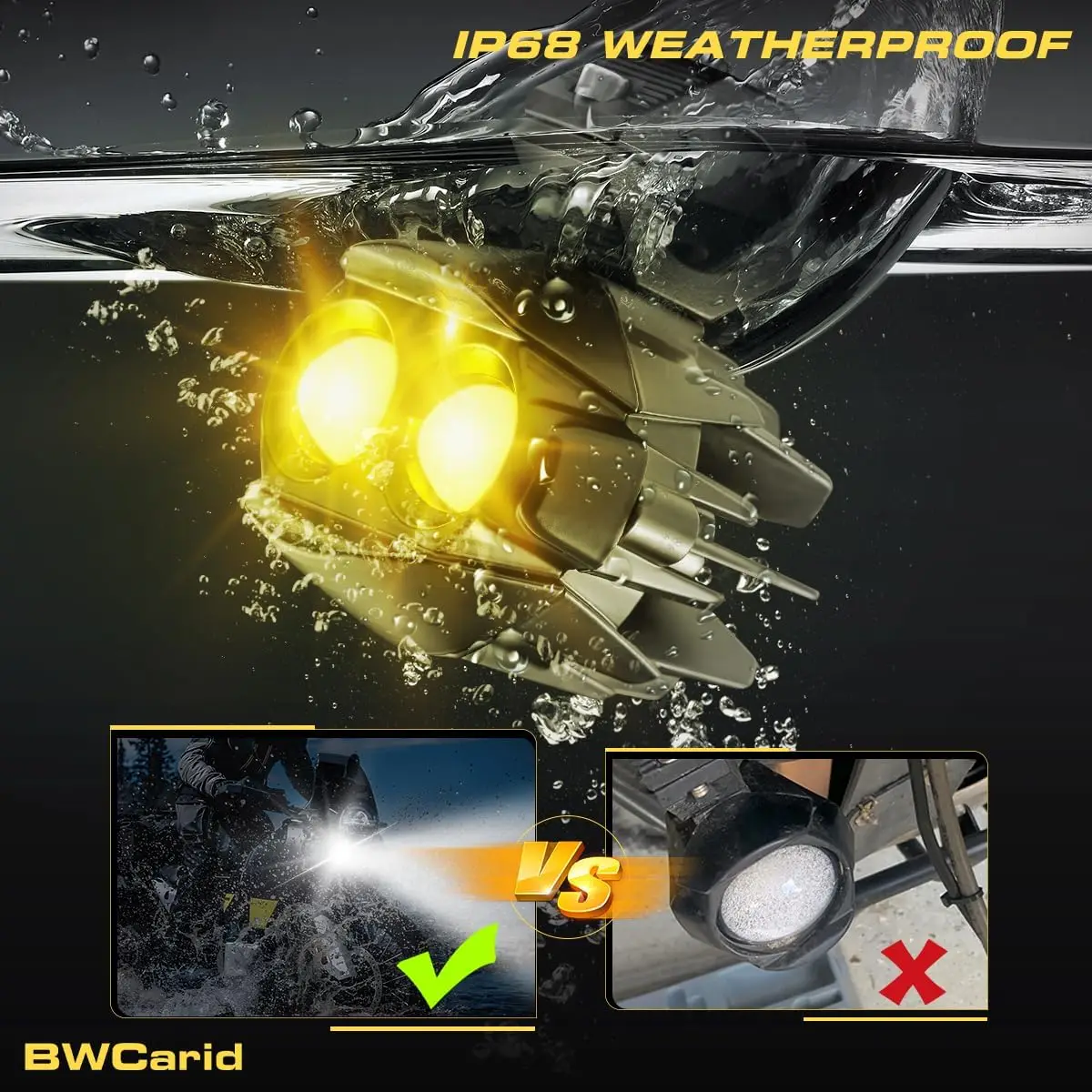 D7 LED Motorcycle Auxiliary Lights Kit 50W  Spot Driving Fog Lights Strobe with Switch Wiring Harness Clamp Brackets Kit