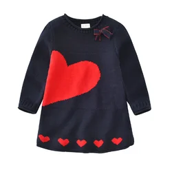 Ins Hot Sale Kids Knitted Dress Baby Girl Boutique Long Sleeve Sweater Dress