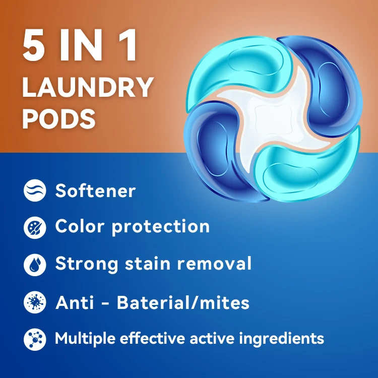 5 in 1 Soften Clothes Deep Clean Enzyme Laundry Washing Detergent Capsules Laundry Pods Supplier