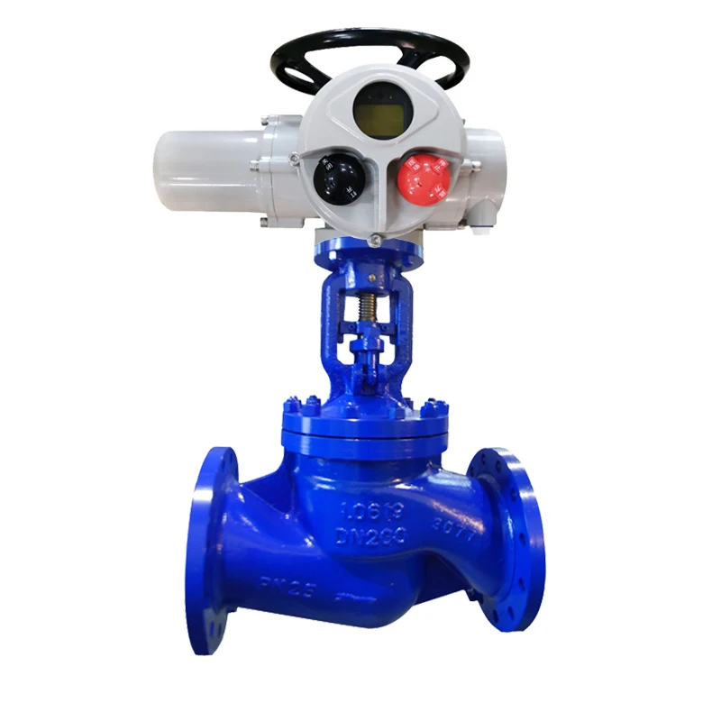 Flange Motorized steam Globe Valve  DN200 380V AC 50Hz Multi-Turn Electric Actuator Carbon Steel electric globe valve