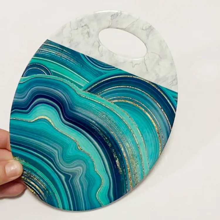 Wholesale Oval Marble Wooden Cutting Board Ceramic Trivet Custom Sublimation Ceramic pad With Cork Bottom Placemat Home Decor