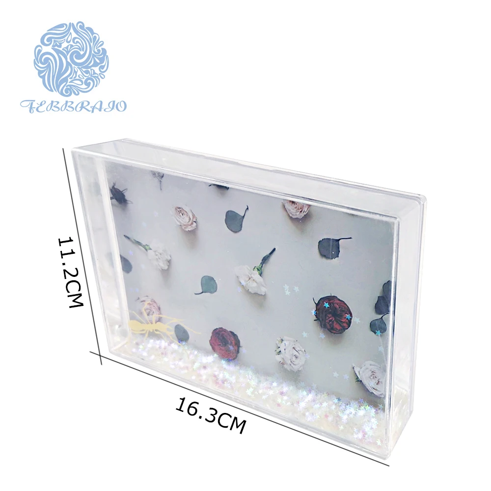 Environmental-friendly material snow picture acrylic liquid photo frame compatible with 4*6 inch size photos