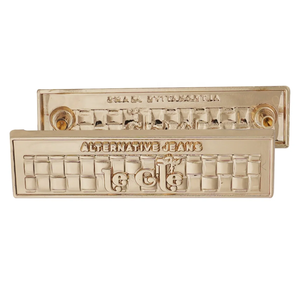 JinYi Hardware Factory Custom Brand Logo Design Zinc Alloy Decorative Metal Label for Clothing