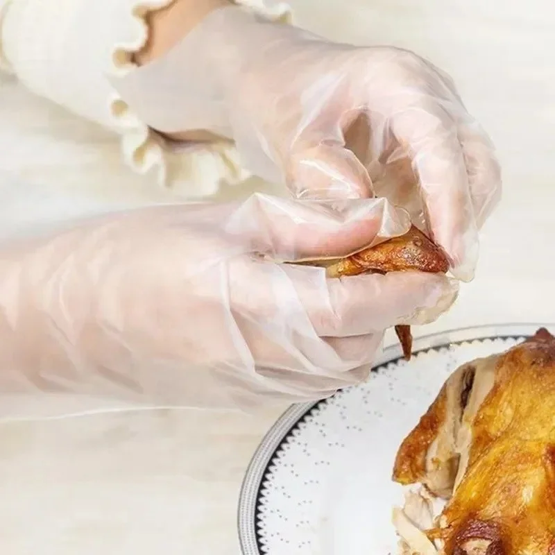 Powder Free 100 pcs Hybrid 1.2g PE Gloves Disposable TPE Gloves for Food Store Food Handling