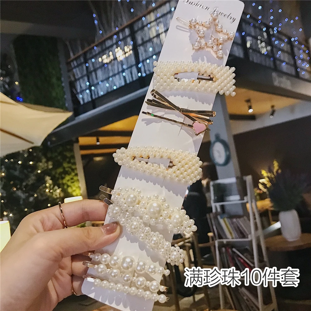 Purple starfish barrettes 8pcs set mermaid Pearl edge clip exquisite rhinestone headwear styling tools pins for girls gift