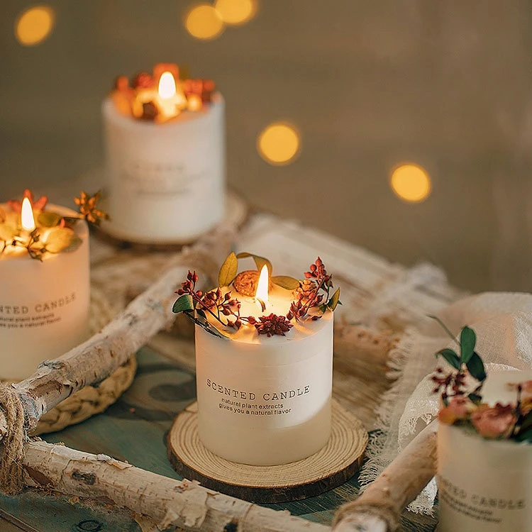 Luxury Soy Wax Birthday Christmas Valentines Day Christmas Holiday Wedding Scented Candle Gift Candle with Dried Flowers