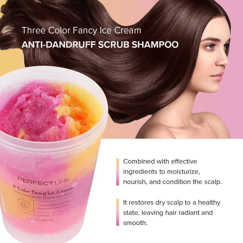 3 Color Fancy Ice Cream Anti Dandruff Message Hair Shampoo for Dry Normal Hair Cleanse Rejuvenate Nourish Smooth Shampoo Scrub