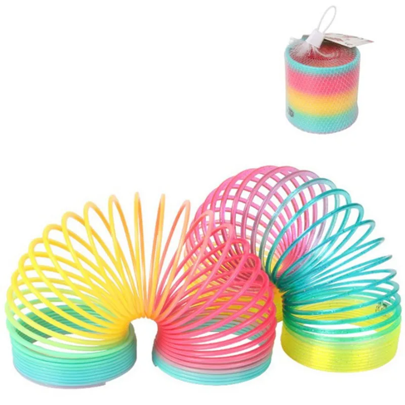 Trending Magic Rainbow Spring Toys Party Favor Gifts Funny Colorful Plastic Spring For Kids Hand Skill Coil Spring Sensory Toy