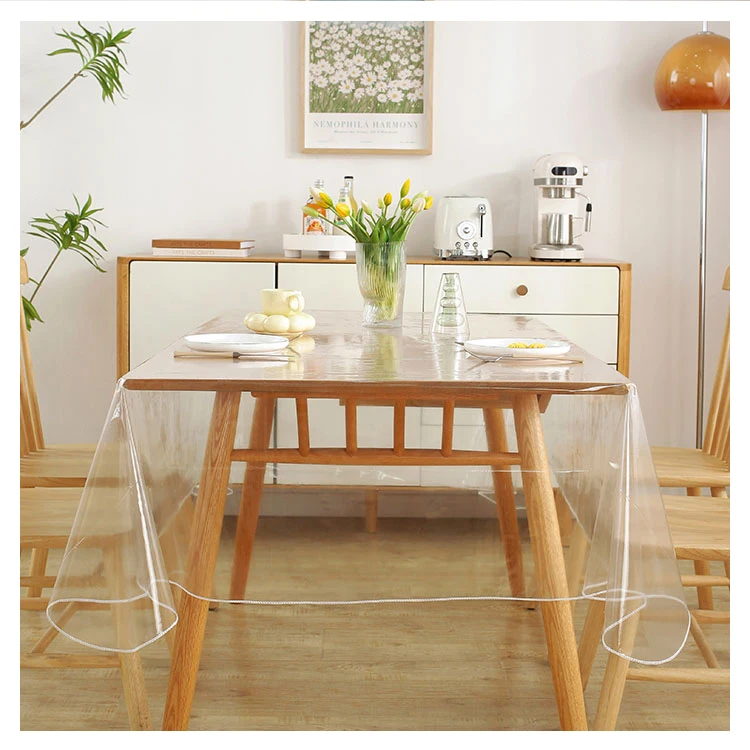 Customized Pvc Waterproof Oil Soft Film Clear Coffee Table Cover Desk Protector Pvc Tablecloth
