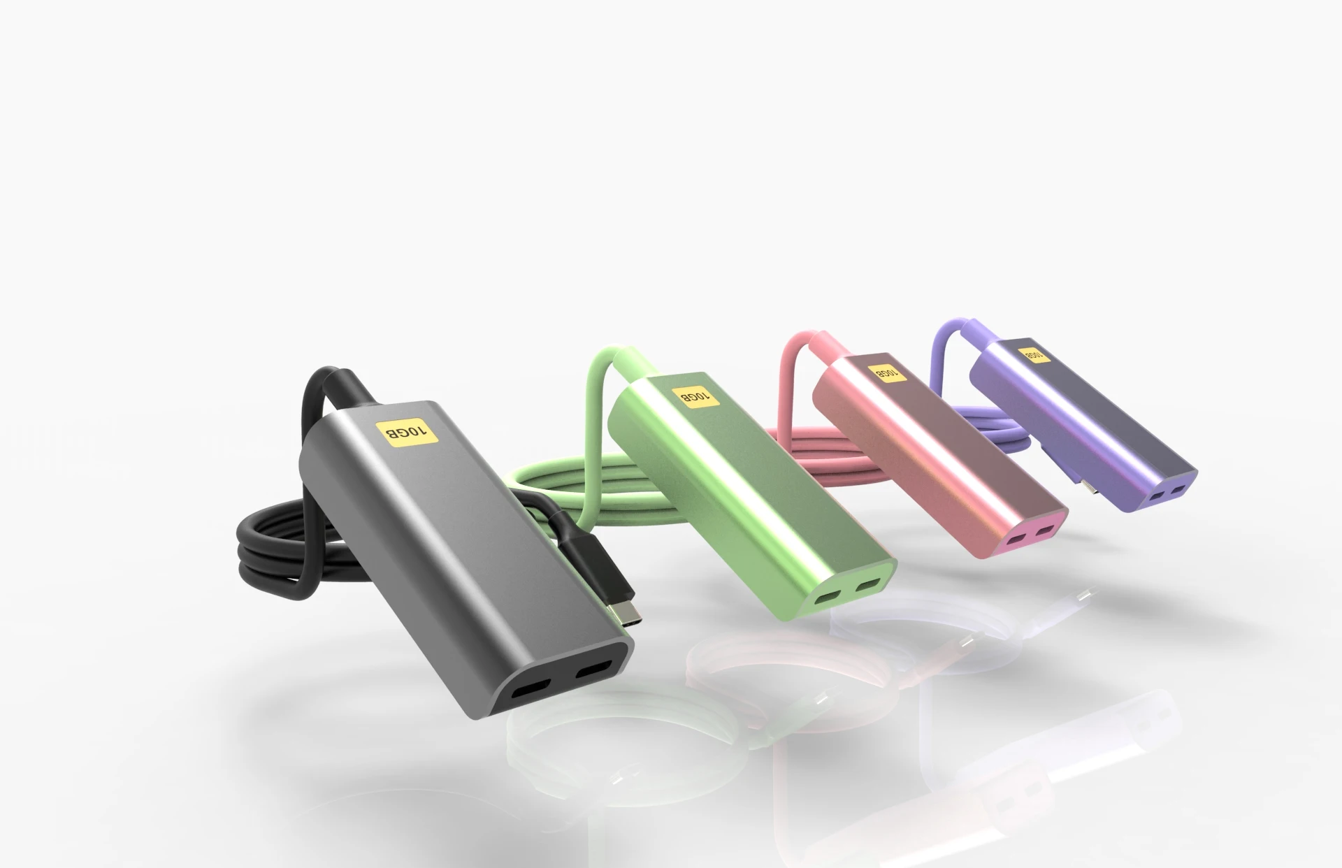 high quality super soft 10Gbps 4 Ports usb type c usb laptop hub  4 in 1 dock dual silicone jacket usb c hub 10Gbps