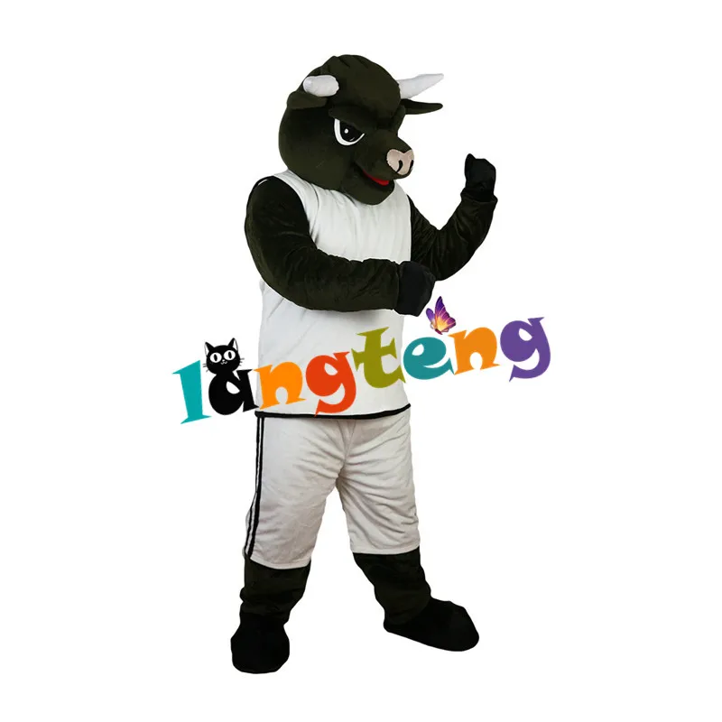 765 Cartoon Cosplay Party Christmas Dark Green Sport Cow Ox Bull Mascot Costumes