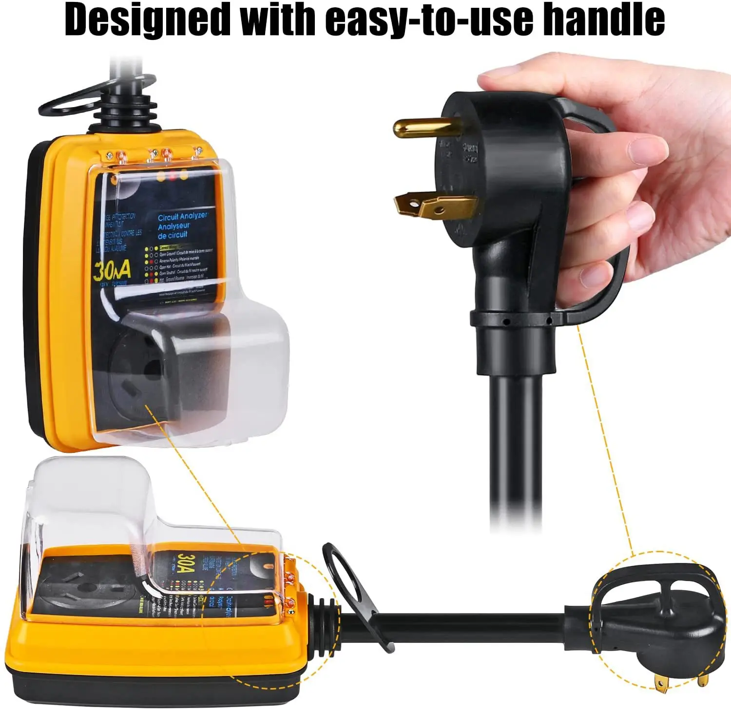 American 30A RV Surge Protection US Standard TT30 Plug RV Charging Cable Surge Protector A