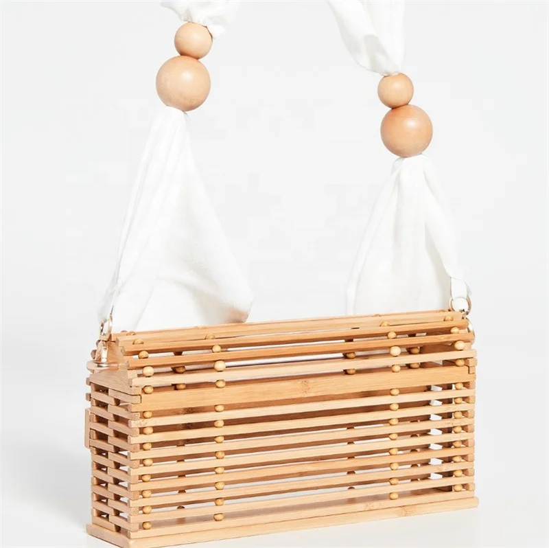 Bamboo Bags for Women 2024 Handbags Hollow Out Summer Beach Bags Handmade Ladies Luxury Brands Designer Half Moon Tote Bag