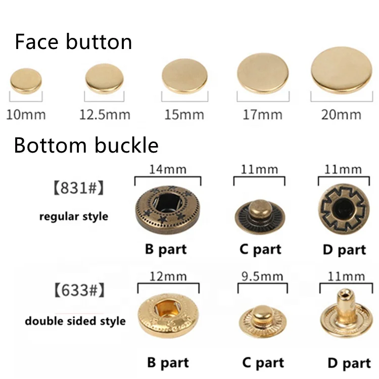 
OEKO-Tex 100 Customized Brass Sustainable snap Factory Direct Custom Nickel free Black Gold Brass Snap buttons for clothes 
