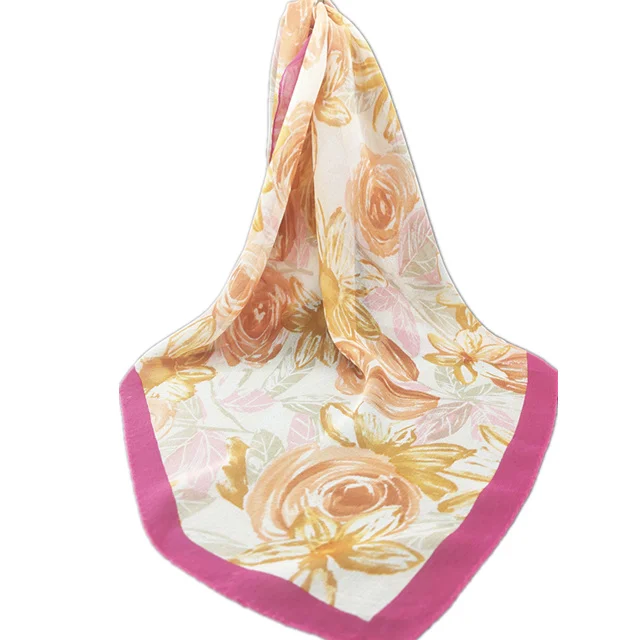 OEM custom 100% silk fabric chiffon  jacquard high quality silk chiffon scarf