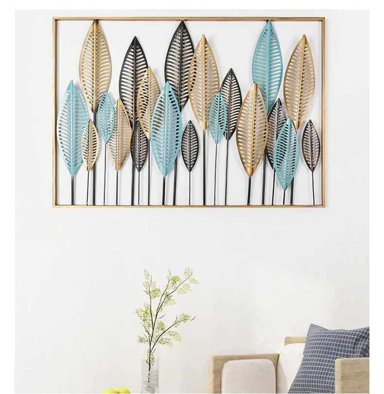 Modern Creative Luxury Style Metal Leaf  Wall Hanging Art Decor Living Room