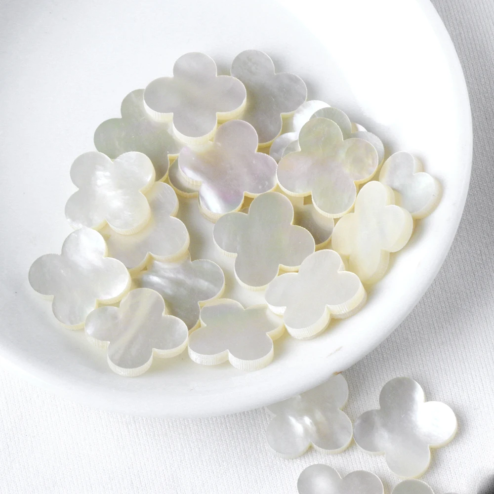 Wholesale Price Four Leaf Clovers/Mother of Pearl 4 Clover Beads/1mm Thickness Natural White Shell Clover Stone